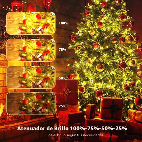 Vista 3 de Chuya Luces de Navidad para interiores y exteriores, luces de árbol de Blanco cálido y multicolor