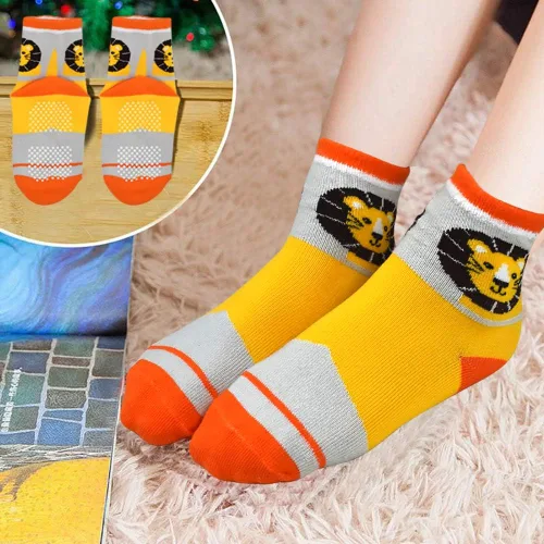 Vista 6 de Tphon 12 pares de calcetines antideslizantes con agarre en la parte inferior antideslizante de algodón antideslizante para niños niñas niños 1-7