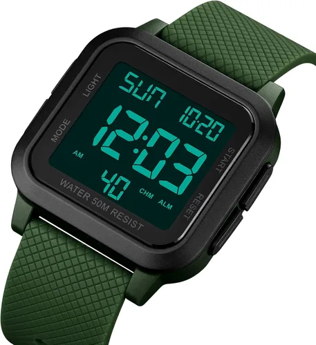 Vista 2 de Forrader Reloj digital deportivo para hombre, resistente al agua, con alarma, temporizador de cuenta regresiva, doble hora, cronómetro, relojes