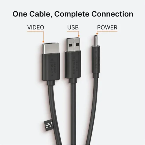 Vista 4 de Skywin Cable plano 3 en 1 compatible con HTC Vive (16 pies), cable de conexión 3 en 1 de repuesto para auriculares HTC Vive y Linkbox (negro)