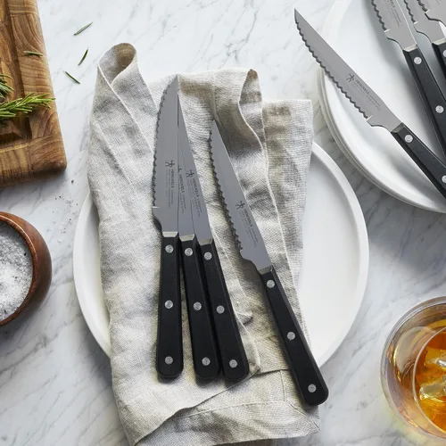 Vista 3 de HENCKELS - Juego de 8 cuchillos afilados para carne, diseño alemán