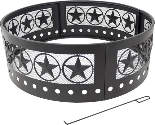 Vista 8 de Anillos de fogata, de Sunnydaze, L, negro, (Black Four Star)