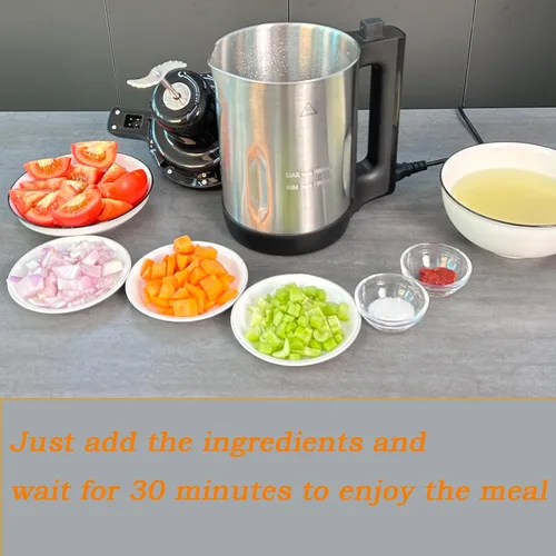 Vista 9 de Fabricante de sopa Potlimepan 1.6 L, Multifunción 4 en 1 y licuadora de sopa y batidos con panel de control inteligente, fabricante de sopa caliente