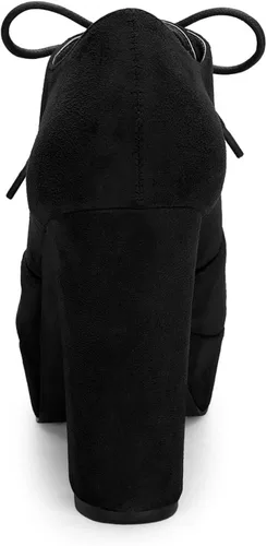 Vista 4 de Allegra K Botines con cordones de tacón grueso y plataforma para mujer