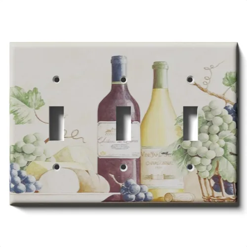 Vista 10 de Placa decorativa para salida - uvas y vino - Receptáculo doble dúplex