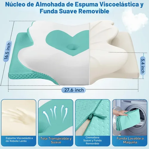 Vista 2 de CushZone Almohada Cervical para el Cuello, Almohadas de Espuma Viscoelástica de Soporte para el Cuello para Dormir, Almohada de Hombro para Personas