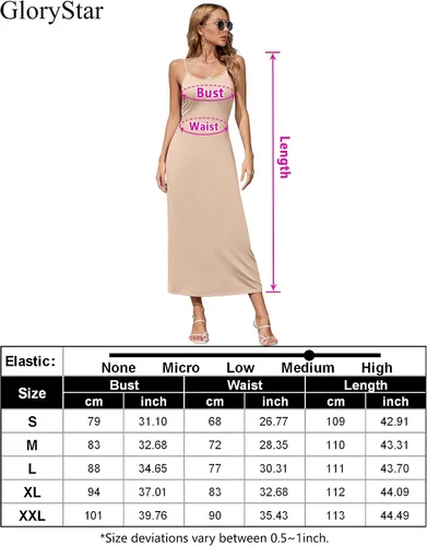 Vista 6 de GloryStar Vestido sin mangas, para mujer, con tirantes de espagueti, vestido largo de meter