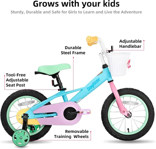 Vista 2 de JOYSTAR 12 14 16 Inch Kids Bike for 2-7 Years Girls 33-53 Inch Tall, Toddler Girls Bike with Training Wheels, Rainbow Bikes, Children Bicycle