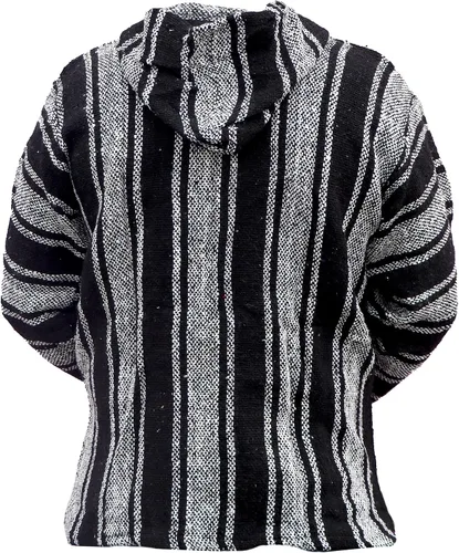 Vista 3 de Del Mex Sudadera mexicana estilo baja, poncho tipo sudadera con capucha, diseño de surf, estilo hippie, jerga