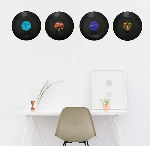 Vista 5 de MINI ZOZI Discos de vinilo en blanco de 12 pulgadas falsos 5 piezas en 1 paquete para decoración de habitación o decoración del hogar en la pared