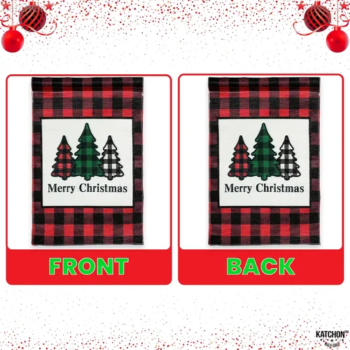 Vista 4 de KatchOn Merry Christmas Garden Flag - 12x18 Inch, Double Sided Yard Decorations for Outside House Banner