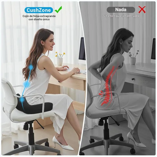 Vista 7 de Cushzone Cojín para Asiento, Cojines de Espuma de Memoria para Silla de Oficina, Diseño Ergonómico Curvo para Ciática, Coxis, Cóccix, Respaldo