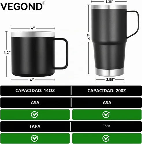 Vista 7 de VEGOND Taza de café aislada de 14 onzas con asa, taza de café de viaje de acero inoxidable con tapa, taza de café de metal al vacío de doble pared