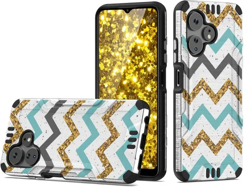 Vista 11 de TJS Funda compatible con Boost Mobile Celero 5G + Plus 2024 (3ª versión), protector de pantalla de vidrio templado, híbrido a prueba de golpes