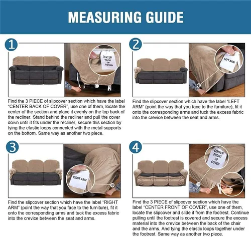 Vista 6 de Fundas elásticas para sillón reclinable, de terciopelo de lujo, para sofá reclinable de 3 cojines, funda para sofá reclinable súper suave, protector