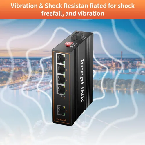 Vista 6 de Interruptor Gigabit industrial de 5 puertos no administrado, interruptor Ethernet Din-Rail, rango de temperatura de funcionamiento IP40 de -30 ° °F