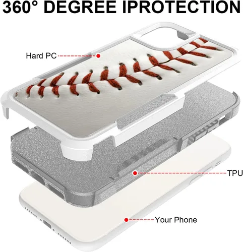 Vista 2 de Funda protectora híbrida de doble capa para iPhone 11 Pro Max con patrón blanco de absorción de golpes y carcasa híbrida de doble capa de silicona