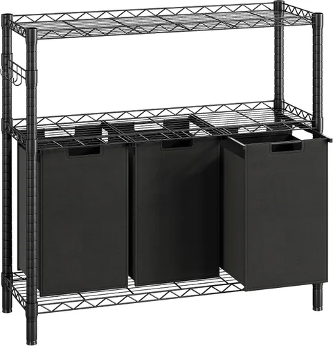 Vista 5 de GAOMON Cesta de lavandería, organizador multifuncional para lavandería, clasificador de lavandería con bolsas extraíbles y asas reforzadas, estante