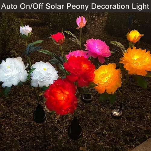 Vista 9 de Aolyty Luces solares de jardín de flores, luz solar de peonía para decoración al aire libre, IP65, luces solares de estaca impermeables, paquete