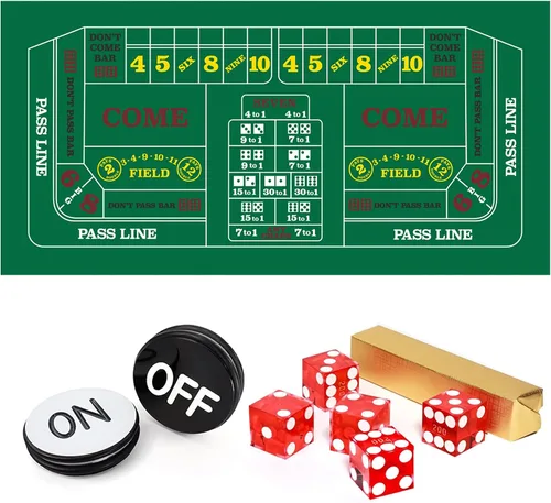Vista 9 de GSE Games & Sports Expert Juego de mesa de dados de casino. Incluye un fieltro de diseño de dados, 5 dados de casino y un botón de encendido/apagado