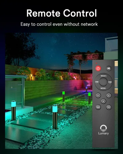 Vista 7 de Lumary - Luces inteligentes de camino de bajo voltaje 2100LM, IP65 impermeable, 24V RGBAI/Cool/Warm light, Timer, 50+ Scenes, Custom Schedules