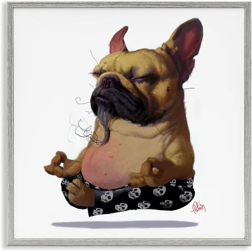 Vista 12 de Stupell Industries 'Levitando Bulldog Francés Perro Urbano' Arte Giclée Blanco costero (Texturado)