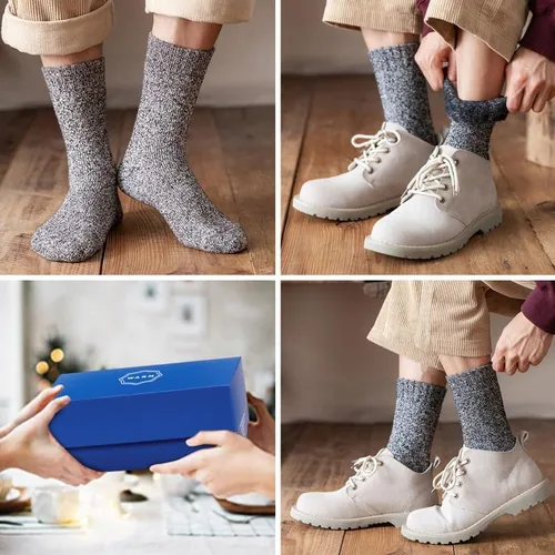 Vista 6 de HUGSWEET Calcetines térmicos, calcetines cálidos de invierno para hombre, aislados, para clima frío, con calefacción, calcetines térmicos, 4 pares
