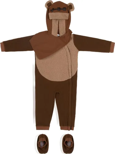 Vista 3 de Star Wars Ewok - Disfraz de Halloween oficial para bebé, mono de Minky de alta calidad con capucha adjunta y botines antideslizantes
