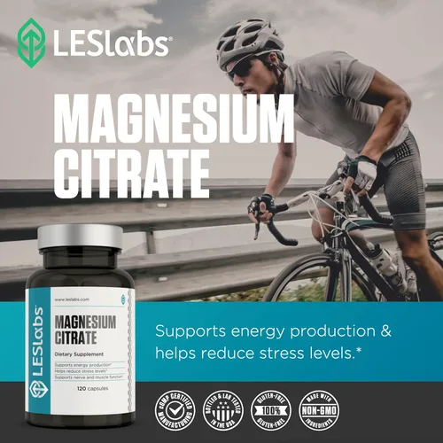 Vista 5 de Les Labs Citrato de Magnesio – Alivio del Estrés, Sueño Reparador, Salud del Corazón, Metabolismo, Función Nerviosa y Muscular – Suplemento sin GMO