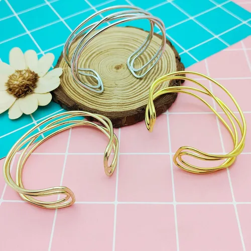 Vista 7 de Ximalun Cuff Bangle Bracelet Set for Women,Multi-layer Cross Wire Bangle Bracelet Open Adjustable Wide Wire Bracelets Cuff Wrap Bracelet for Teen