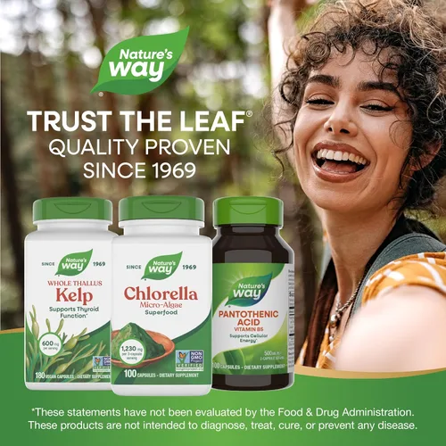 Vista 7 de Nature's Way Chlorella Micro-Algae, Superfood, Supports Antioxidant Pathways*, 1,230 mg per 3-Capsule Serving, Vegetarian, Non-GMO Project Verified