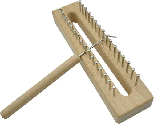 Vista 7 de EXCEART - Telar de tejido de madera de haya maciza con gancho de ganchillo, kit de telar ligero para tejer bufanda y manualidades fáciles de hacer