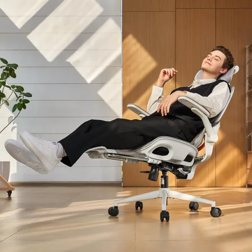 Vista 12 de SIHOO Silla de oficina B100, cómoda silla de oficina ergonómica, silla de computadora con soporte lumbar adaptable y reposacabezas ancho Negro