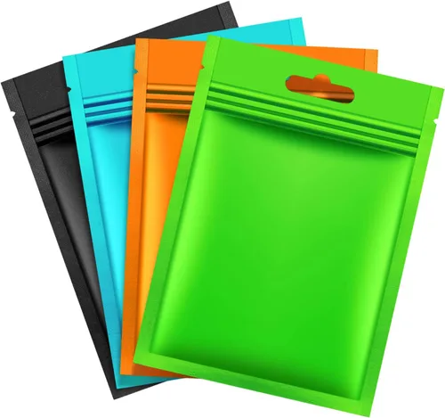 Vista 10 de 200 piezas de bolsas Mylar Zip Lock. Bolsas de papel de aluminio, plano metálico Mylar Foil plano, bolsas ZipLock de almacenamiento de alimentos.