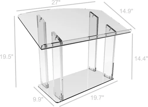 Vista 5 de ¡Artículo devuelto! FixtureDisplays® Mesa Acrílico Plexiglás Podio Púlpito Atril Lucite Transparente RTN1803-6-NPF