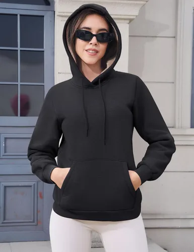 Vista 107 de MAGCOMSEN Sudaderas con capucha para mujer, con forro de sherpa, de vellón, para invierno, cálido, pesado, de algodón, con bolsillo