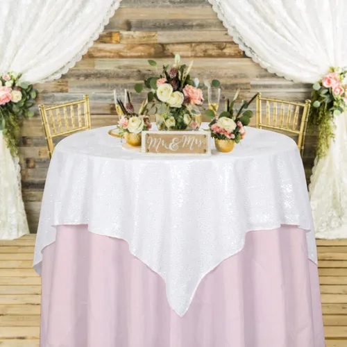 Vista 24 de ShinyBeauty Mantel Cuadrado Pequeño de 36 x 36 Pulgadas Mantel de Lentejuelas Azul Bebé Cubierta de Mesa con Purpurina Superposición Cuadrada