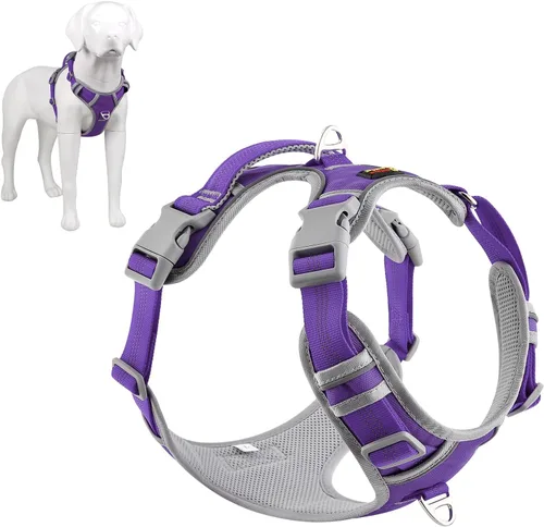 Vista 12 de Plutus Pet Arnés para perro sin tirones, liberación en el cuello, arnés reflectante ajustable para perro, asa de fácil control para caminar