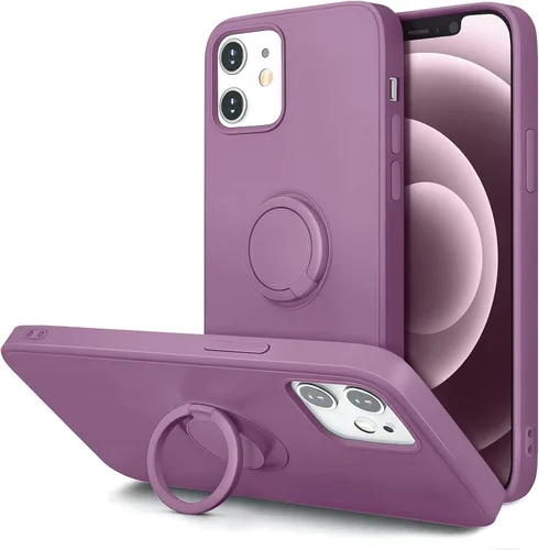 Vista 14 de Funda Hython para iPhone 12 y iPhone 12 Pro con soporte de anillo, soporte magnético giratorio de 360°, funda protectora de goma a prueba de golpes