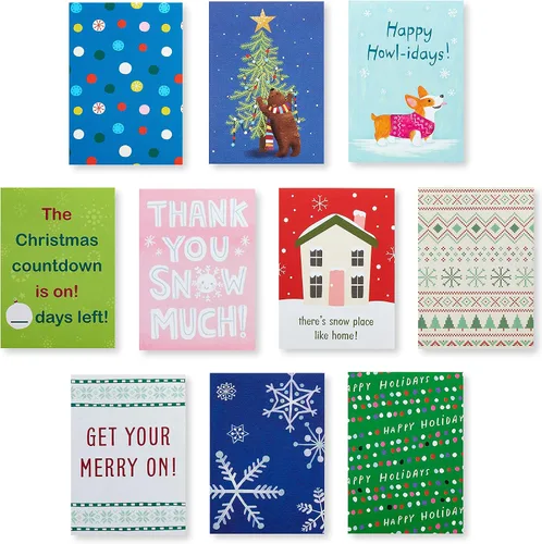 Vista 4 de American Greetings Mini tarjetas de Navidad para cajas de almuerzo para niños, alegría navideña (40 unidades)