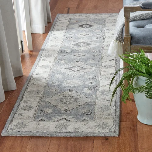 Vista 8 de SAFAVIEH Suzani Collection - Alfombra decorativa de 2 x 3 pies, gris y marfil, lana bohemia hecha a mano, ideal para zonas de alto tráfico