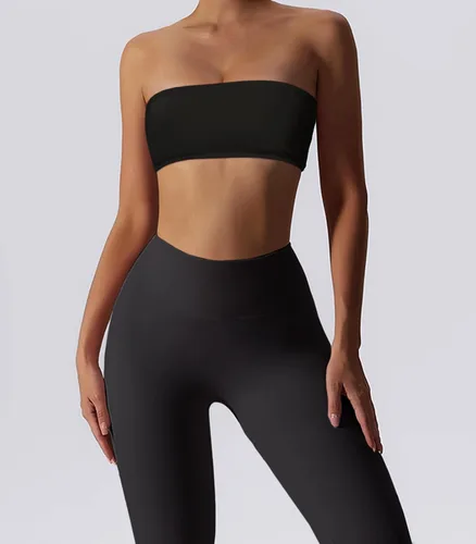 Vista 2 de Boudaner Sujetador deportivo con relleno para mujer, sin tirantes, sin tirantes, sólido, sin costuras, para yoga, entrenamiento, bralette