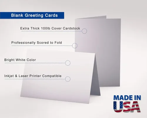 Vista 2 de Tarjetas blancas en blanco extragruesas de 5 1/2 x 8 1/2 pulgadas con sobres, paquete de 100 unidades, papel de cubierta grueso de 100 libras