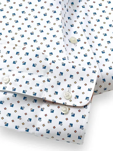 Vista 4 de Paul Fredrick Camisa de vestir de algodón sin hierro con estampado decorativo para hombre