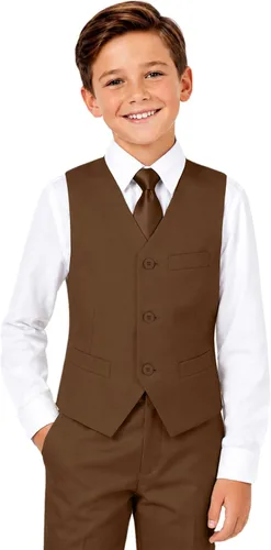 Vista 13 de Trajes para niños para portador de anillos de boda formal, traje de beige (4 piezas)