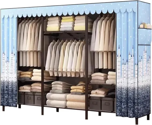 Vista 16 de large closets Folding Closet with Cloth Cover Clothes Closet Portable Wardrobe Closet Metal Iron Frame Closets for Bedroom Large Closet Space-saving