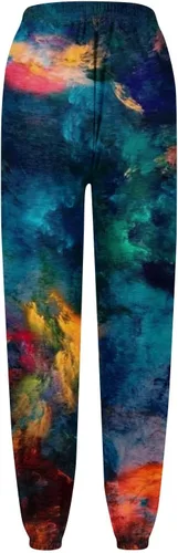 Vista 4 de Pantalones deportivos para mujer con bolsillos, cintura elástica, leggings suaves, teñido anudado, pantalones de entrenamiento de cintura alta