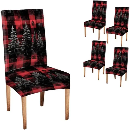 Vista 259 de CAPSCEOLL Christmas Dining Chair Covers,Snowflakes Festive Winter Pattern Stretch Chair Covers for Dining Room Set of 2 Washable Spandex Parson