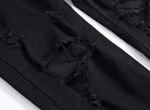 Vista 5 de Baylvn Pantalones de mezclilla para hombre, rasgados, desgastados, rectos, ajustados, casuales, a la moda