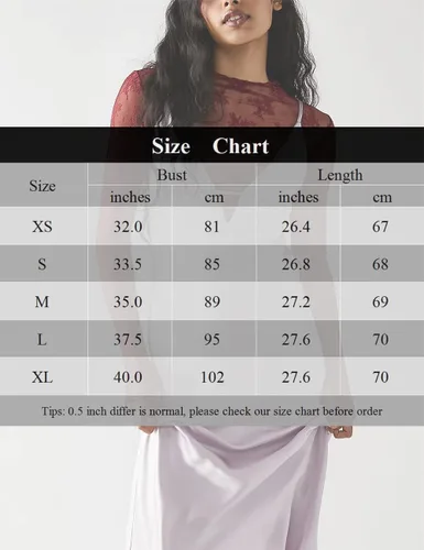 Vista 6 de Ugerlov Blusa de manga larga de malla para mujer, cuello alto, transparente, encaje floral
